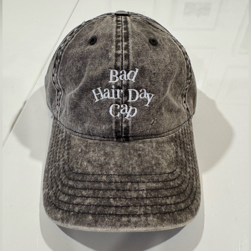 OTTO Distressed Black Cap - Bad Hair Day Embroidery